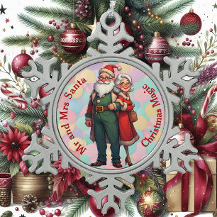 Glauben Sie an Weihnachtszauber Herr und Frau Weih Schneeflocken Zinn-Ornament