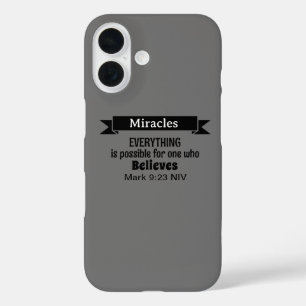 Glauben Sie an Wunder Bibel Verse Gray Christlich iPhone 16 Hülle