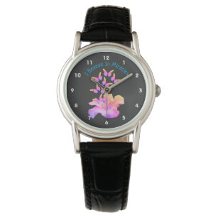 Glauben Sie an Wunder Hibiskus Blume Schmetterling Armbanduhr