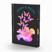 Glauben Sie an Wunder Hibiskus Blume Schmetterling Fotoblock (Rechts)