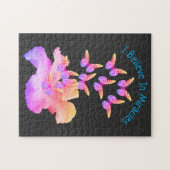 Glauben Sie an Wunder Hibiskus Blume Schmetterling Puzzle (Horizontal)