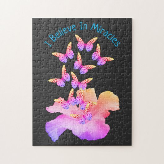 Glauben Sie an Wunder Hibiskus Blume Schmetterling Puzzle (Vertikal)