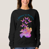 Glauben Sie an Wunder Hibiskus Blume Schmetterling Sweatshirt (Vorderseite)