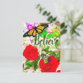 Glauben Sie an Wunder Watercolor Monarchschmetterl Postkarte (Stehend Vorderseite)