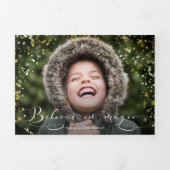 Glauben Sie an Zauberkalligraphie und Gold-Glitzer Dreifach Gefaltete Urlaubskarte (Cover)