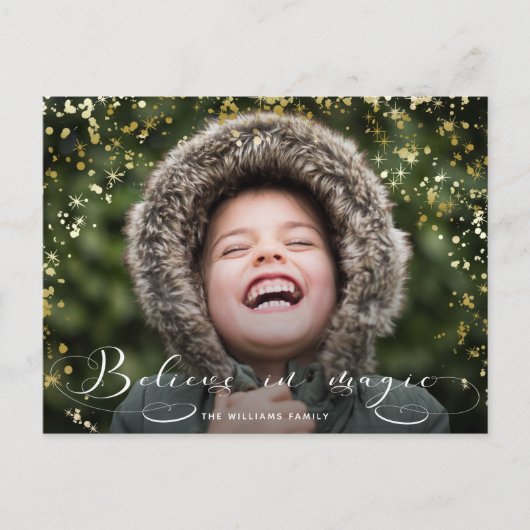Glauben Sie an Zauberkalligraphie und Gold-Glitzer Postkarte (Vorderseite)