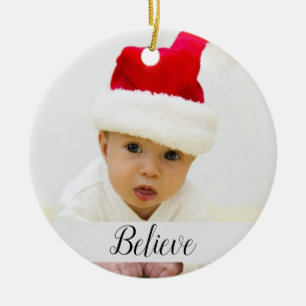 Glauben Sie Baby Weihnachten Foto mit Name und Jah Keramik Ornament