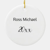 Glauben Sie Baby Weihnachten Foto mit Name und Jah Keramik Ornament (Hinten)