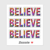 Glauben Sie bunt kühnen Text Design Aufkleber (Blatt)