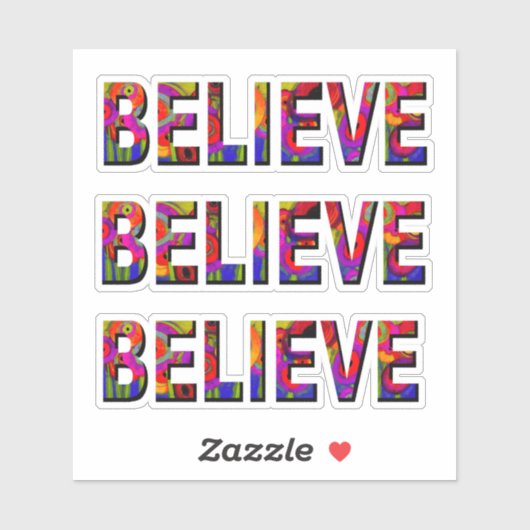 Glauben Sie bunt kühnen Text Design Aufkleber (Blatt)