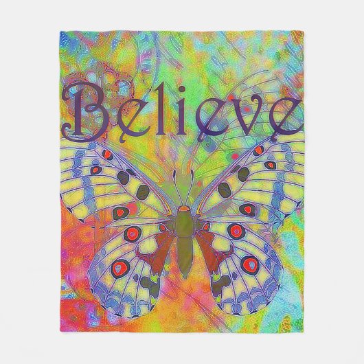 Glauben Sie bunter Schmetterling Fleecedecke (Vorderseite)