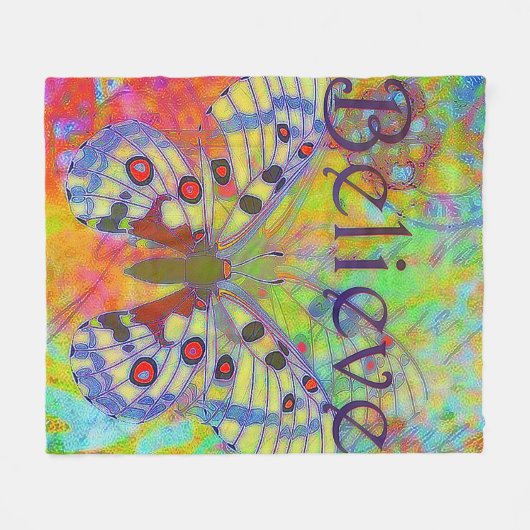 Glauben Sie bunter Schmetterling Fleecedecke (Vorderseite (Horizontal))