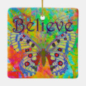 Glauben Sie bunter Schmetterling Keramikornament (Rückseite)
