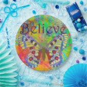 Glauben Sie bunter Schmetterling Pappteller (Party)