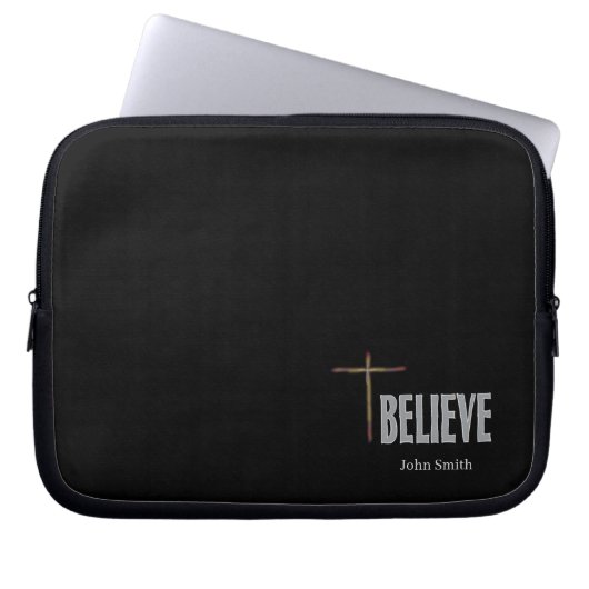 Glauben Sie Christliche Cross Individuelle Name Bl Laptopschutzhülle (Vorderseite)