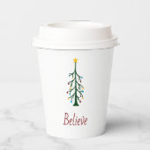 Glauben Sie das moderne Weihnachtsbaum-Party Pappbecher (Rückseite)