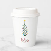 Glauben Sie das moderne Weihnachtsbaum-Party Pappbecher (Vorderseite)
