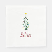 Glauben Sie das moderne Weihnachtsbaum-Party Serviette (Vorderseite)