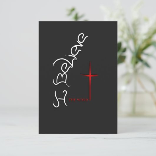 Glauben Sie das Wort Gottes Dankeskarte (Stehend Vorderseite)