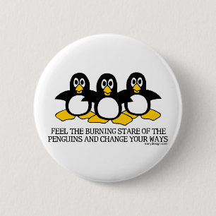Glauben Sie den brennenden Starren der Pinguine Button