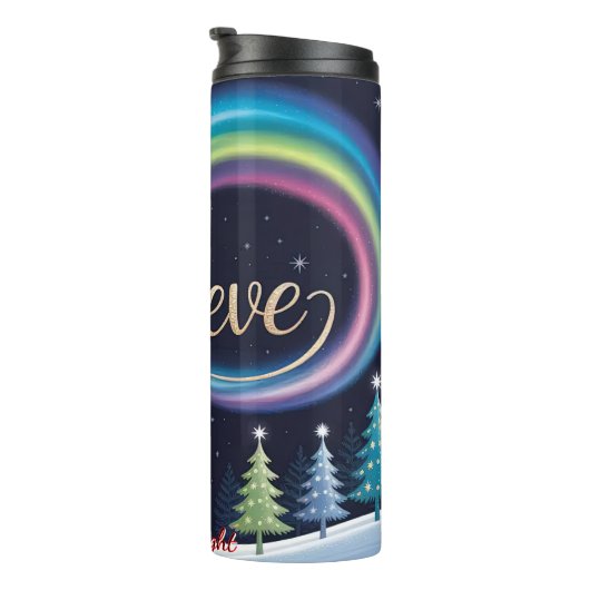 Glauben Sie den Weihnachtsmann in der Nacht Thermosbecher (Nach rechts gedreht)