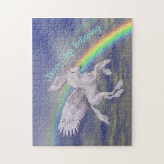 Glauben Sie Einhorn über Regenbogen Inspiration Puzzle (Vertikal)