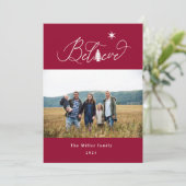 Glauben Sie elegante Script-Urlaubskarte Einladung (Stehend Vorderseite)