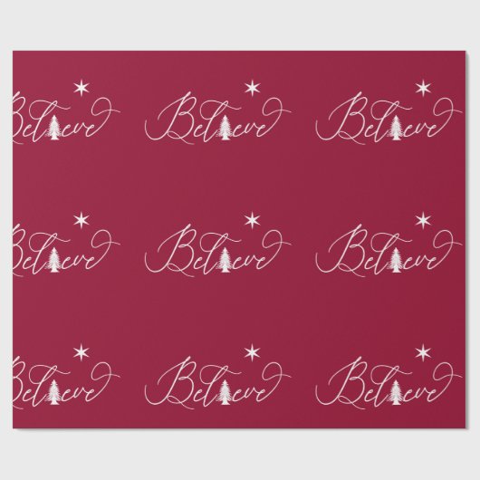 Glauben Sie elegantes Skript-Weihnachtswrapping Pa Geschenkpapier (Flach)