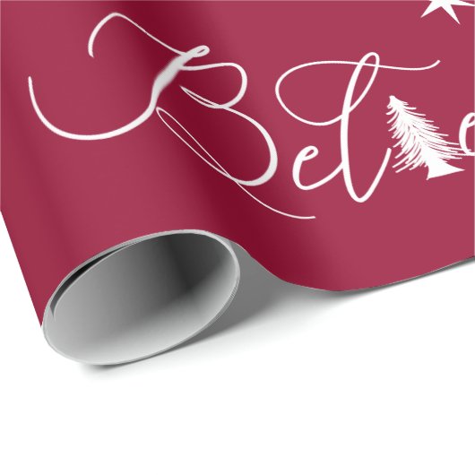 Glauben Sie elegantes Skript-Weihnachtswrapping Pa Geschenkpapier (Rolleneckpunkt)