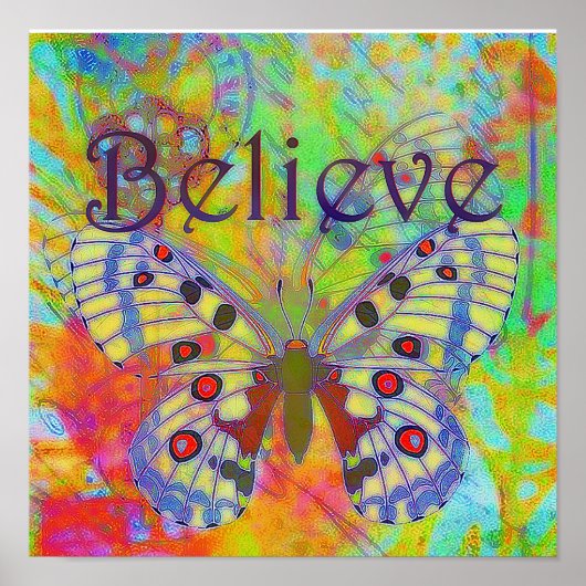 Glauben Sie farbenfrohen Schmetterling hängen Tape Poster (Vorne)