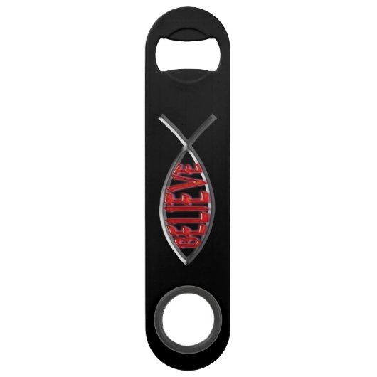 Glauben Sie Fischen - Rot Speedflaschenöffner (Vorderseite)