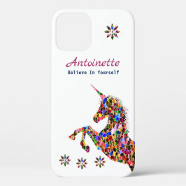 Glauben Sie Glitzer Magical Unicorn Blume personal Case-Mate iPhone Hülle
