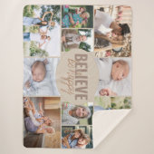 Glauben Sie, glücklich Zitat 10 Foto neutrale Beig Sherpadecke (Vorderseite)