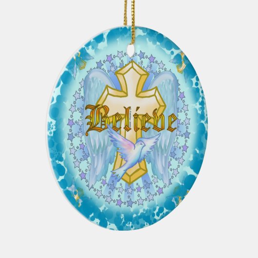 Glauben Sie Gold Christlich Cross Ornament (Rechts)