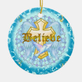 Glauben Sie Gold Christlich Cross Ornament (Vorne)