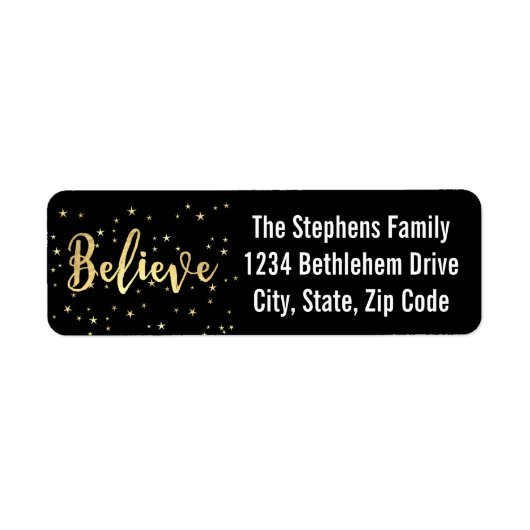 Glauben Sie Gold schreiben Weihnachts-Rücksendeadr (Vorne)