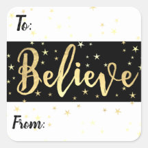 Glauben Sie Gold Stars Weihnachts Geschenkmarke Et