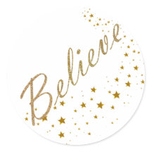 Glauben Sie Gold Stars Weihnachtskleber