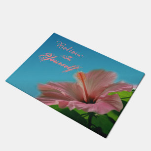 Glauben Sie Hibiskus Blume Inspiration Zitat Fußmatte