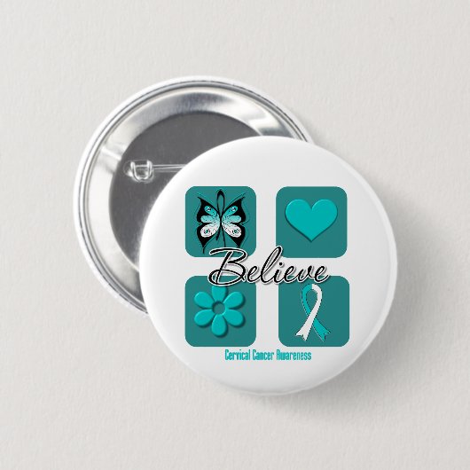 Glauben Sie Inspirationen für Gebärmutterhalskrebs Button (Vorne & Hinten)