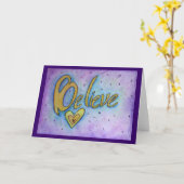 Glauben Sie inspirierende Word Art Grußkarten Karte (Gelbe Blume)