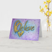 Glauben Sie inspirierende Word Art Grußkarten Karte (Gelbe Blume)