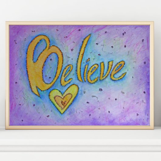 Glauben Sie inspirierende Word Art Malerei Print Poster