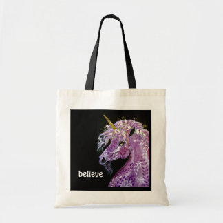 Glauben Sie lila Unicorn-Tasche Tragetasche