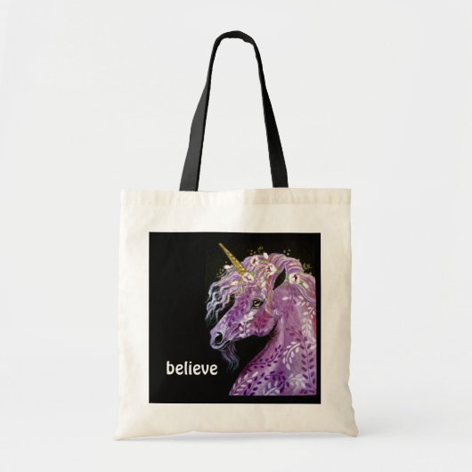 Glauben Sie lila Unicorn-Tasche Tragetasche (Vorne)