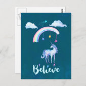 Glauben Sie mit einem Einhorn unter einem Postkarte (Vorne/Hinten)