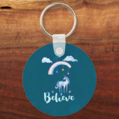 Glauben Sie mit einem Wasserfarbeneinhorn unter ei Schlüsselanhänger (Vorderseite)