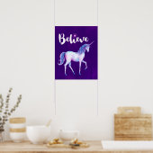 Glauben Sie mit Unicorn an Pastelwasser-Farben Poster (Küche)