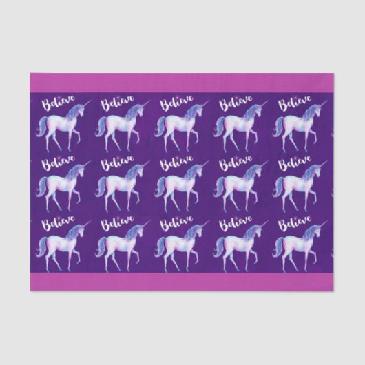 Glauben Sie mit Unicorn an Pastelwasser-Farben Seidenpapier (Vorderseite)