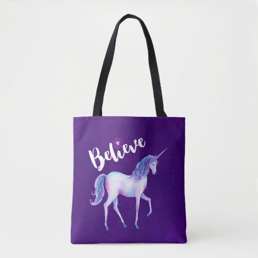 Glauben Sie mit Unicorn an Pastelwasser-Farben Tasche (Vorderseite)